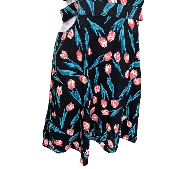 Flying Tomato Sleeveless Side And Back Cutout Halter Mini Dress Floral Print M - Picture 13 of 16